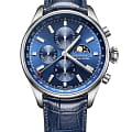 Aerowatch Aerowatch Les Grandes Classiques Moon Phase 69989 AA03  69989 AA03 механические мужские часы синий циферблат, браслет кожаный — вид спереди